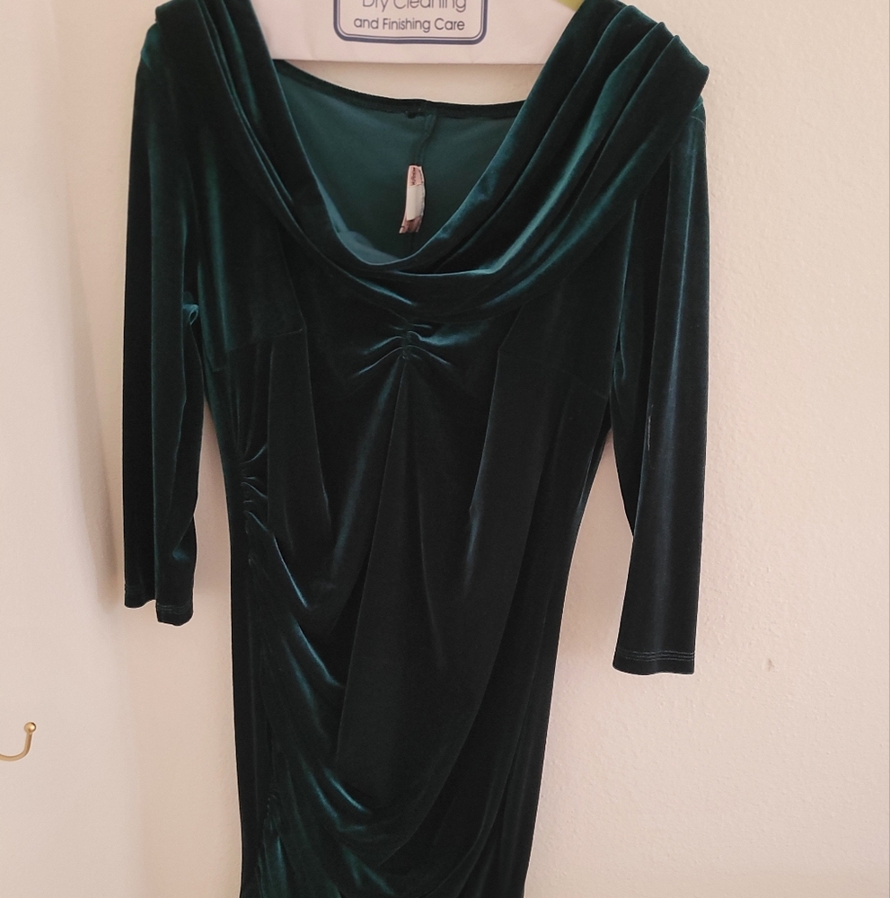 Deadly Dames Film Noir Dress-Green Velvet XL